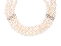 HONORA, CULTURED PEARL AND DIAMOND NECKLACE