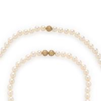 Cultured Pearl, Yellow Gold, and Diamond Convertible Necklace