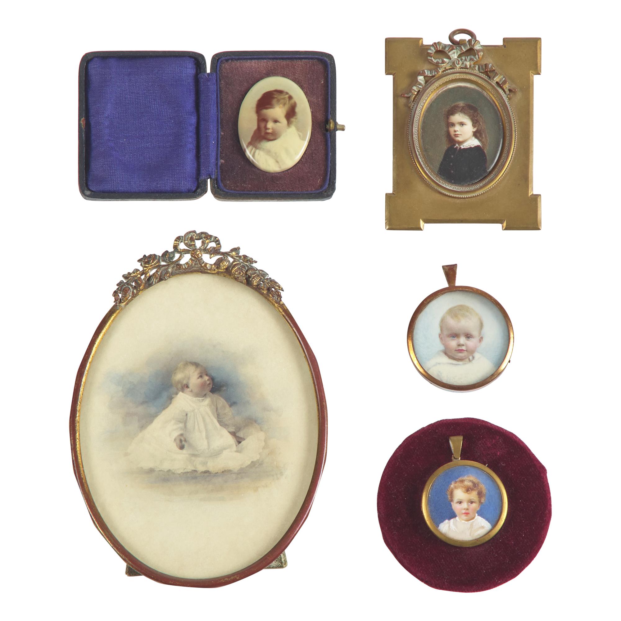 English School 19th / Early 20th Century, A Group of Five Portrait Miniatures of Infants and Children