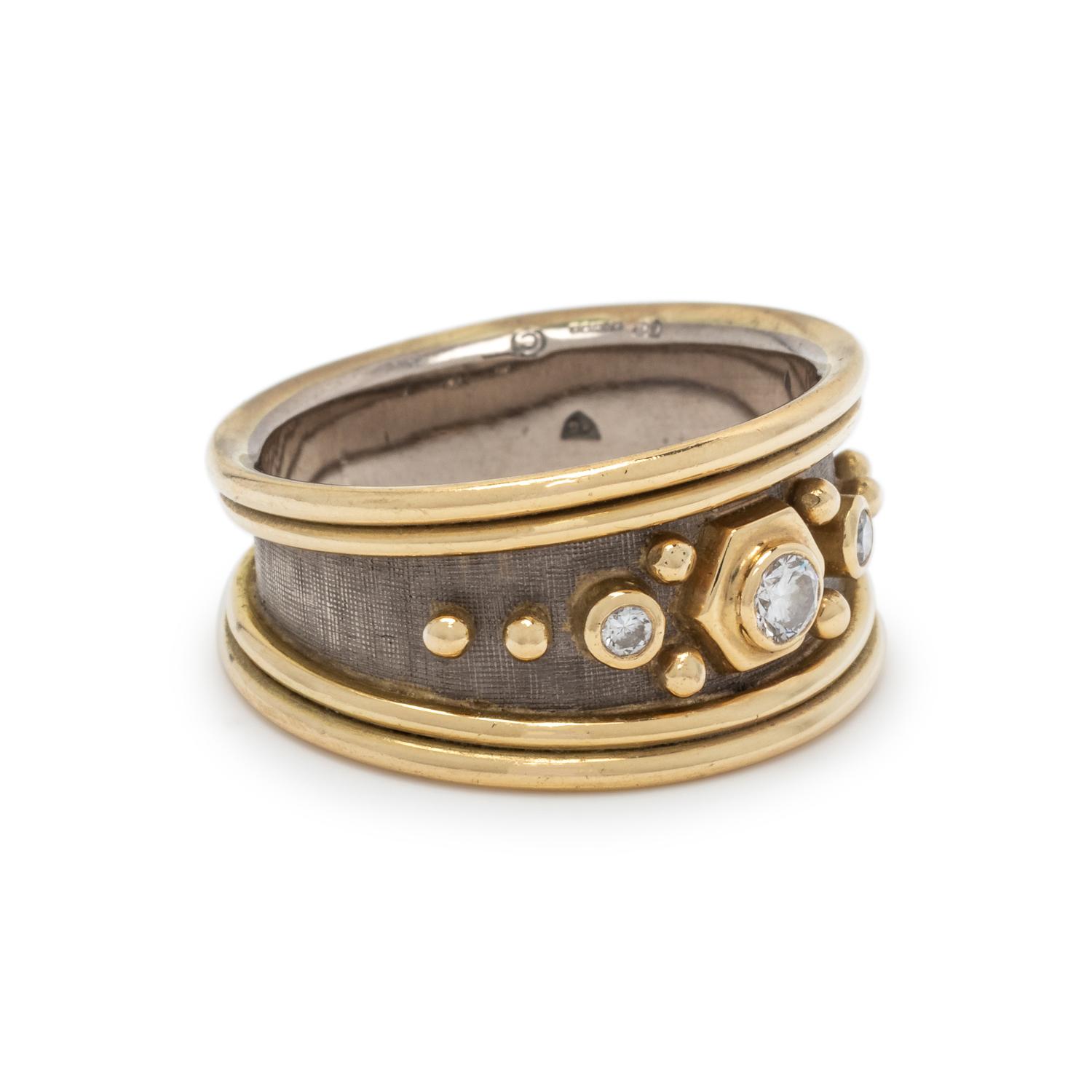 ELIZABETH GAGE, GOLD AND DIAMOND RING