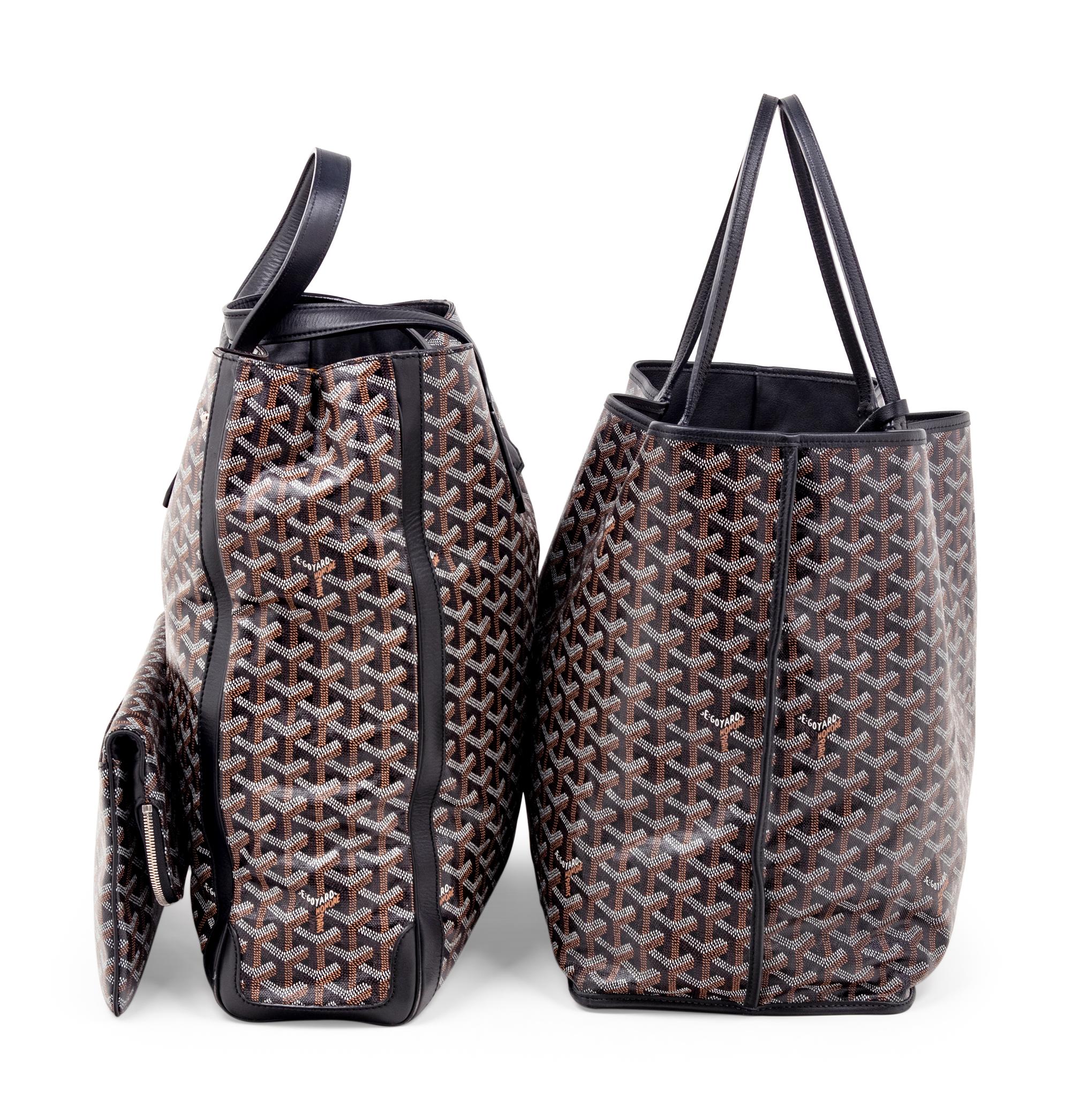 Three Goyard Bags: Two Totes and One Zip Pouch
