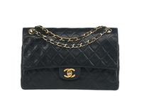 Chanel Medium Classic Double-Flap Bag in Navy Lambskin Leather