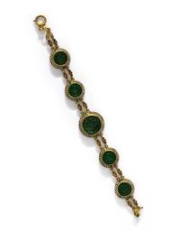 ANTIQUE, JADE, SEED PEARL AND ENAMEL BRACELET
