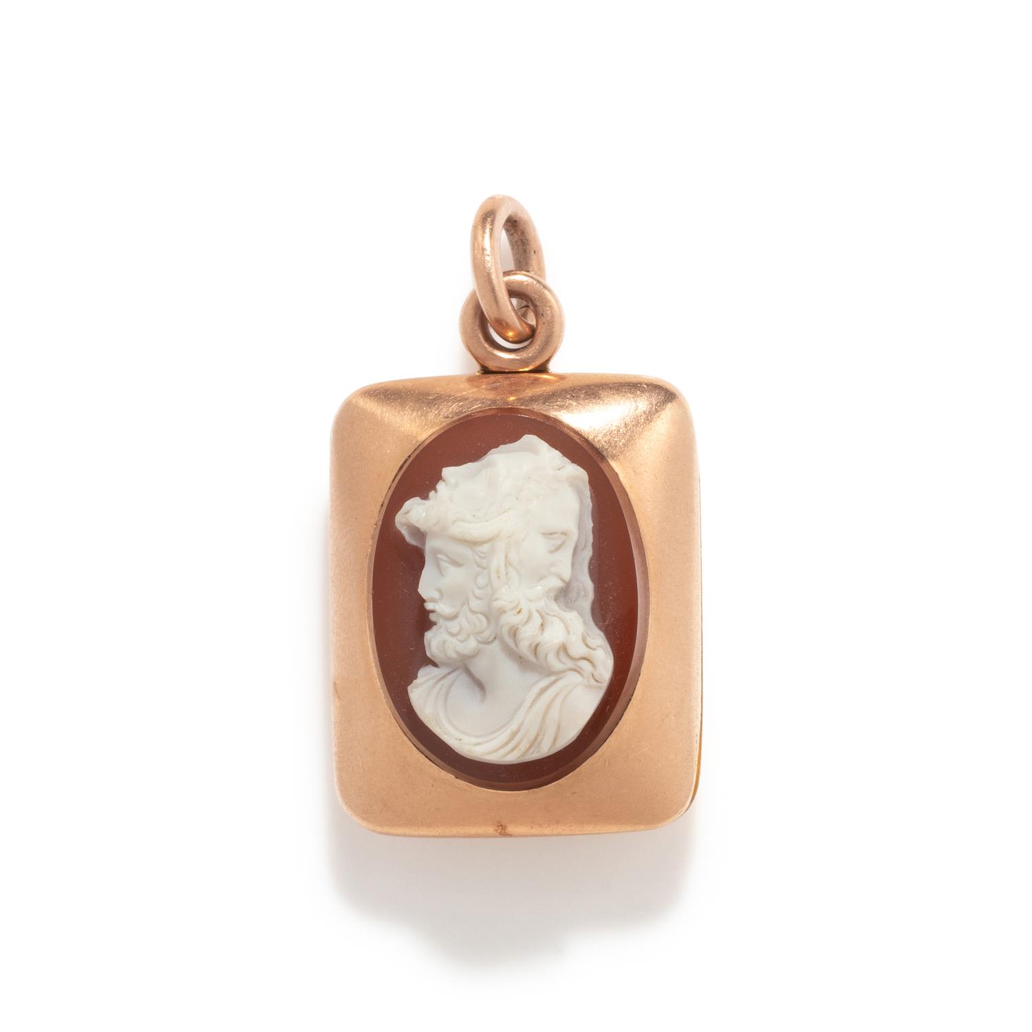 A Red Agate Cameo Locket Pendant