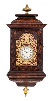 A Diminutive Gilt Metal Mounted Marquetry Bracket Clock Height 12 inches. — 19TH CENTURY