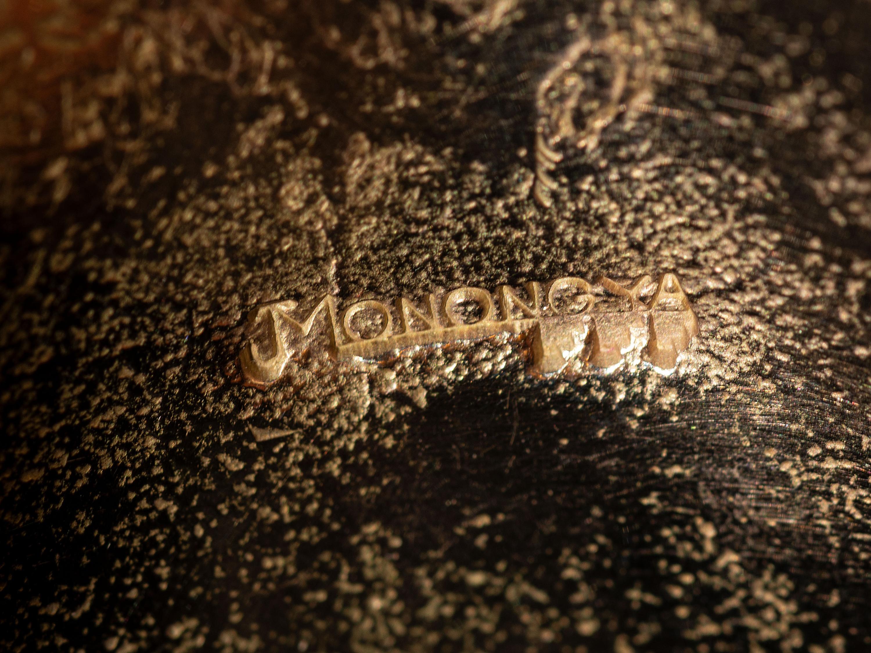 Tufa Cast 14K Gold Cuff Bracelet, with Mosaic Inlay Design Accented by Diamonds