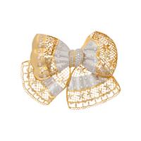 BICOLOR GOLD AND DIAMOND BOW BROOCH