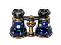 A Pair of French Enameled Opera Glasses, Flammarion, Width 4 1/8 inches.