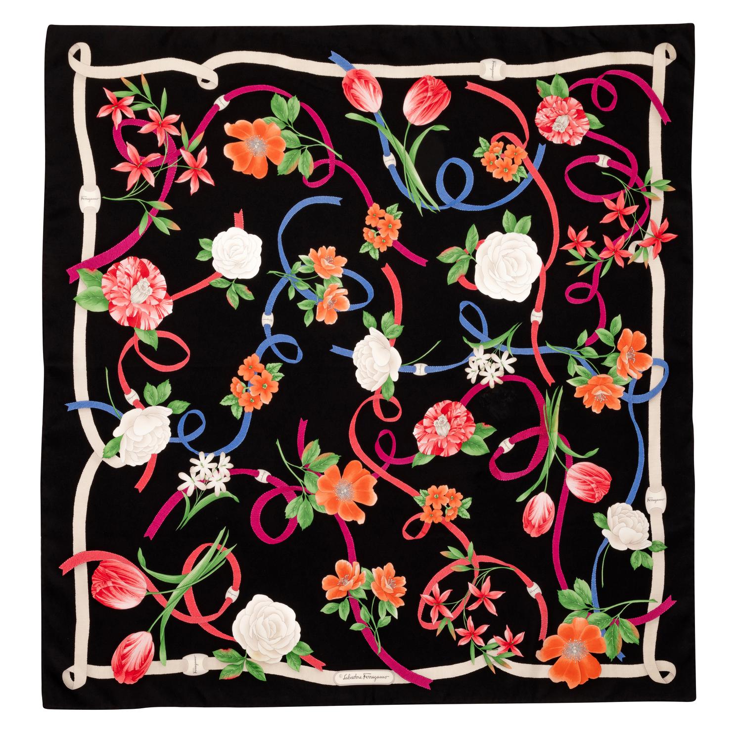 Salvatore Ferragamo Silk Scarf, 1980-90s