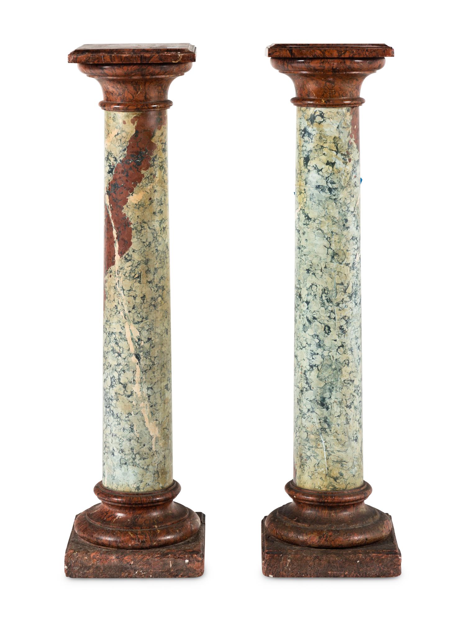 A Pair of Continental Marble Pedestals