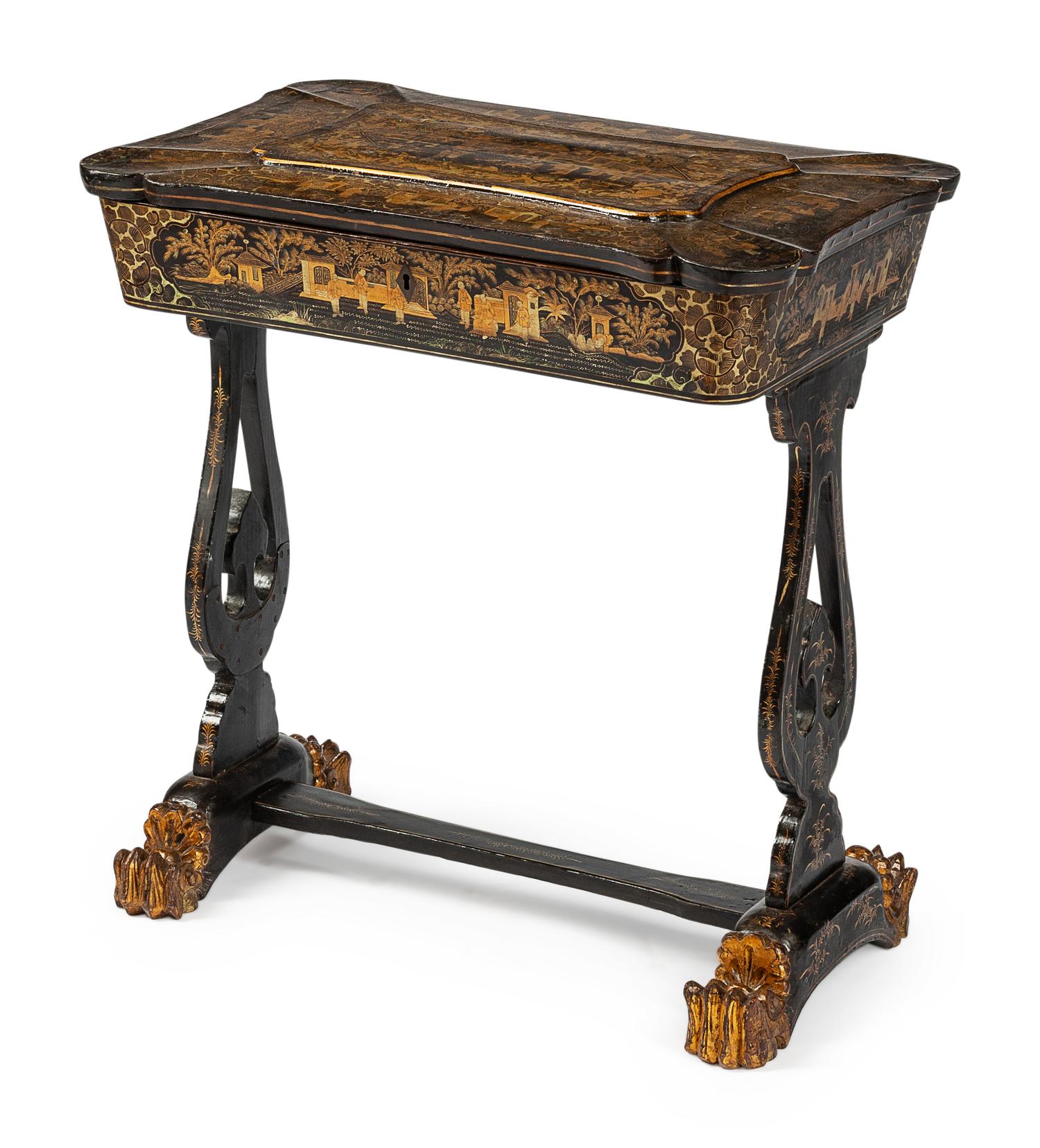 A Regency Lacquered Sewing Table