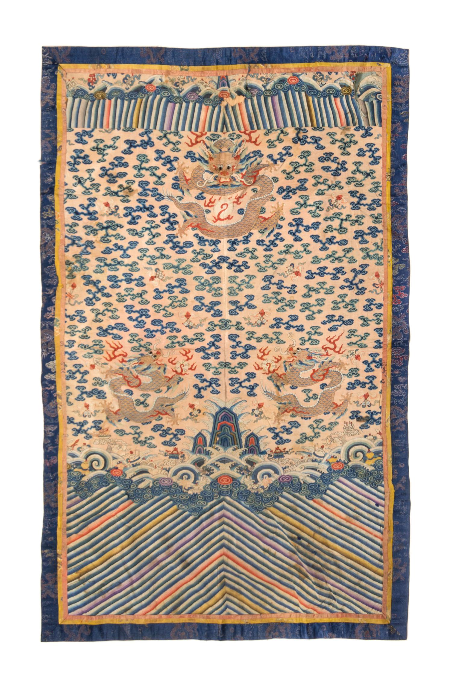 An Embroidered Silk Kesi Rectangular Panel Length 55 x width 33 1/2 inches. — QING DYNASTY