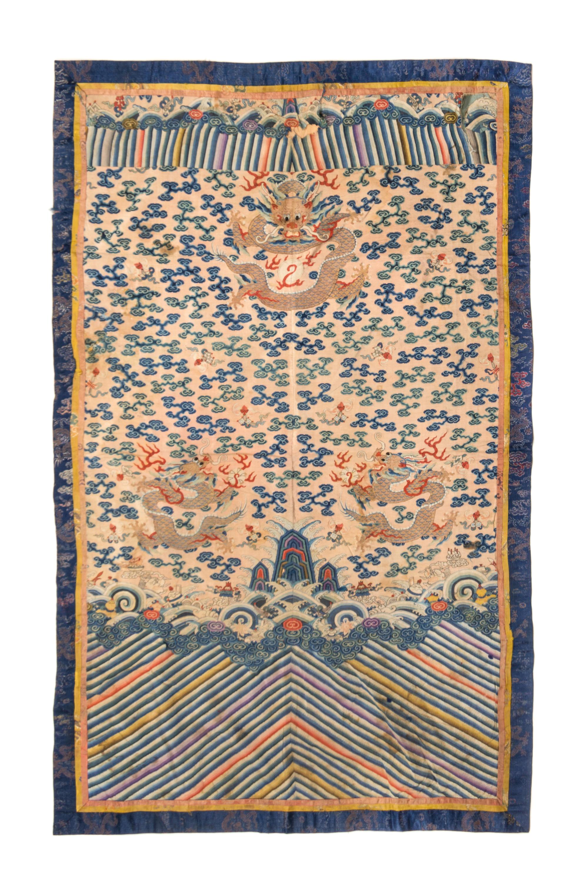 An Embroidered Silk Kesi Rectangular Panel Length 55 x width 33 1/2 inches. — QING DYNASTY