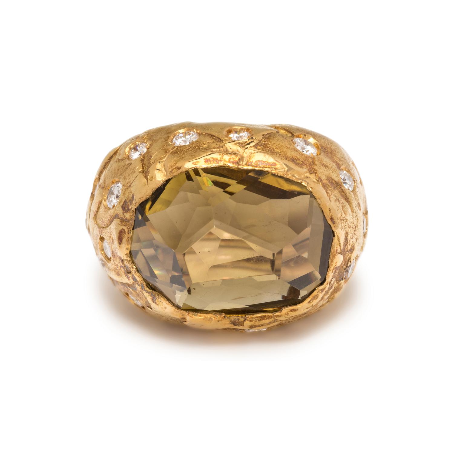 MISANI, SMOKY QUARTZ AND DIAMOND RING