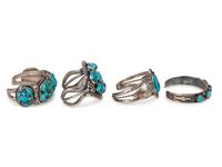 Navajo Silver and Turquoise Cuff Bracelets