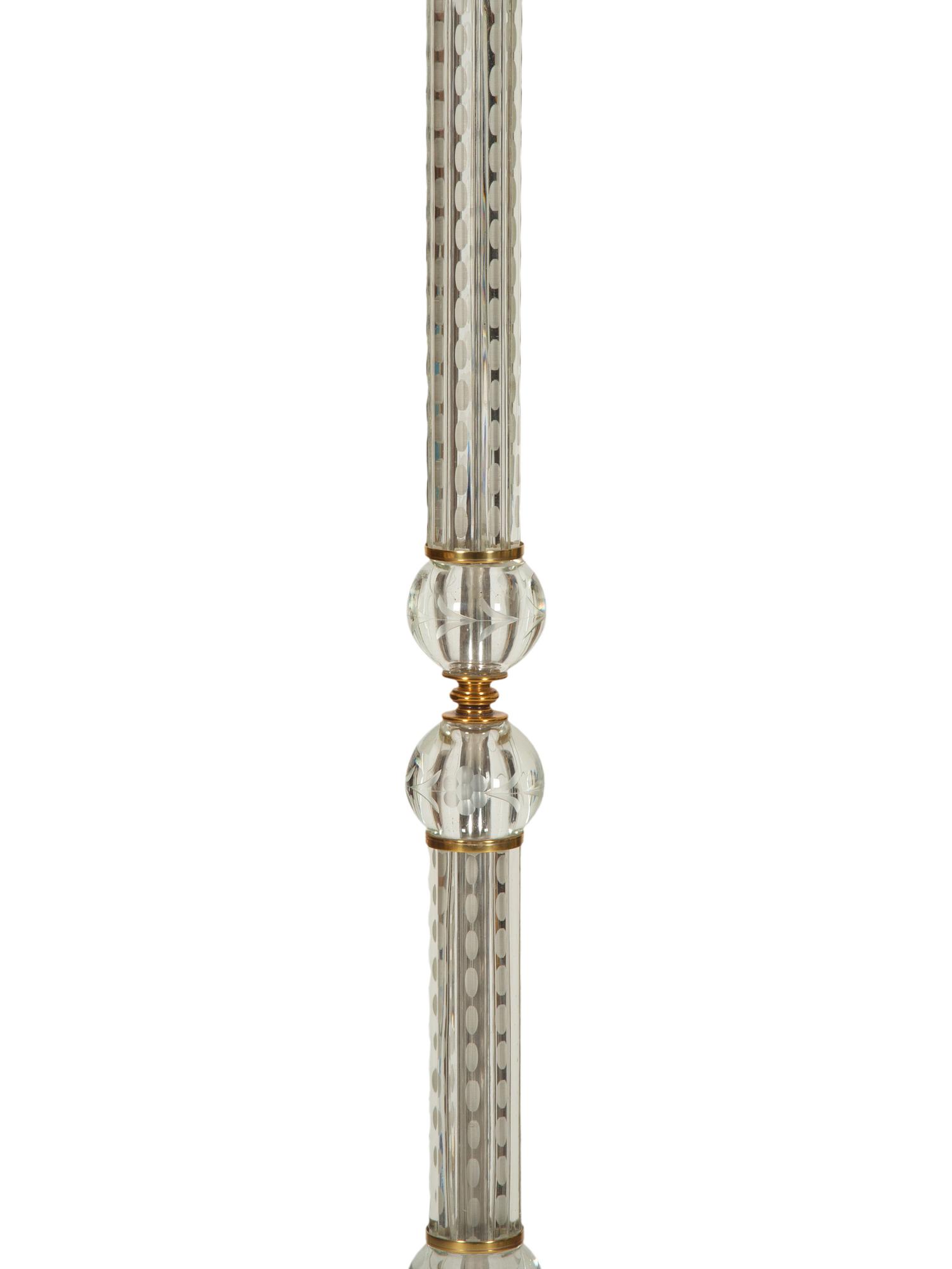 A Cased Cut Glass and Gilt Metal Floor Lamp