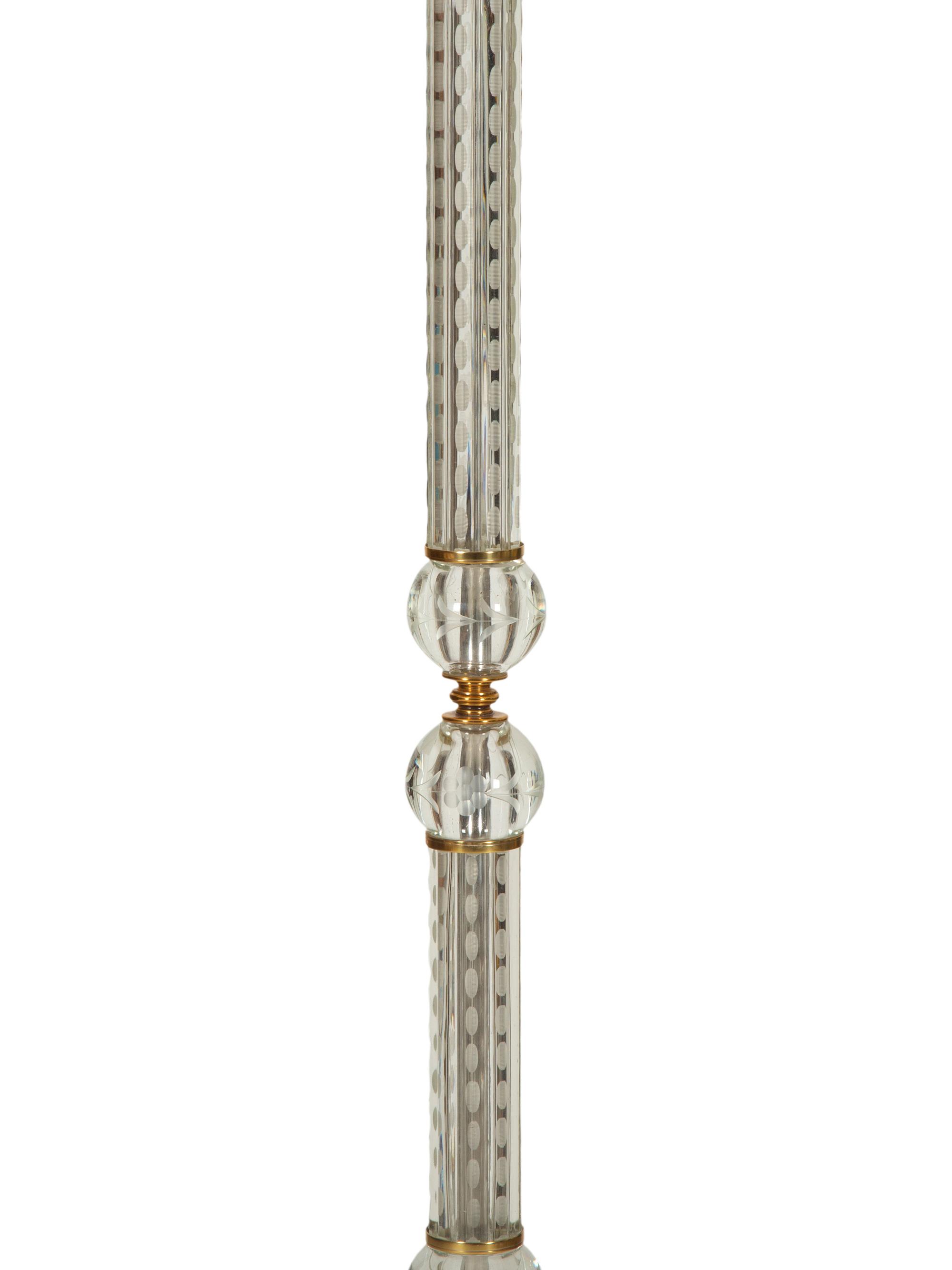 A Cased Cut Glass and Gilt Metal Floor Lamp