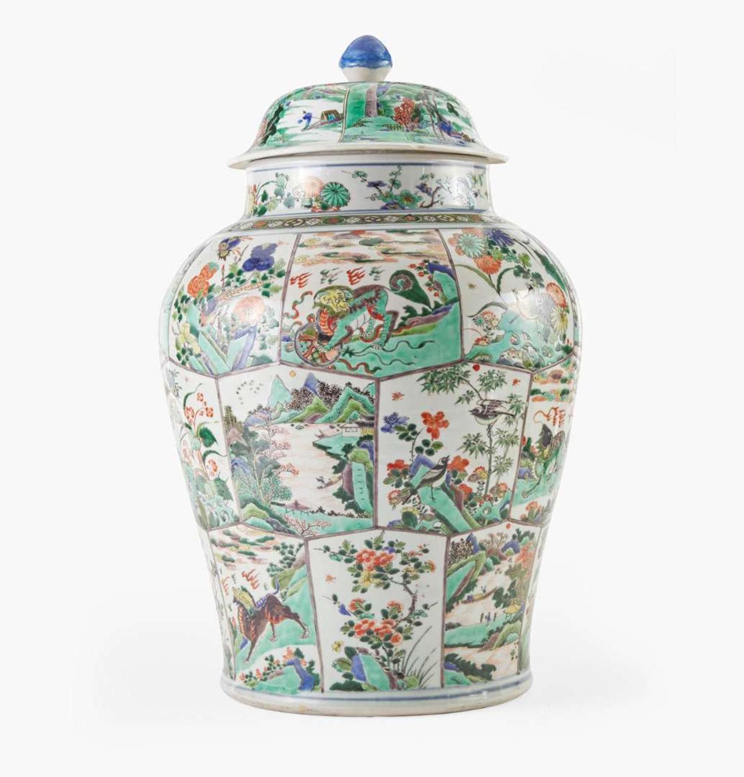 An impressive large Chinese famille verte-decorated jar and cover 五彩大盖罐 Kangxi period ? ??