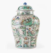 An impressive large Chinese famille verte-decorated jar and cover 五彩大盖罐 Kangxi period ? ??