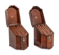 A Pair of George III Tulipwood Inlaid Mahogany Knife Boxes