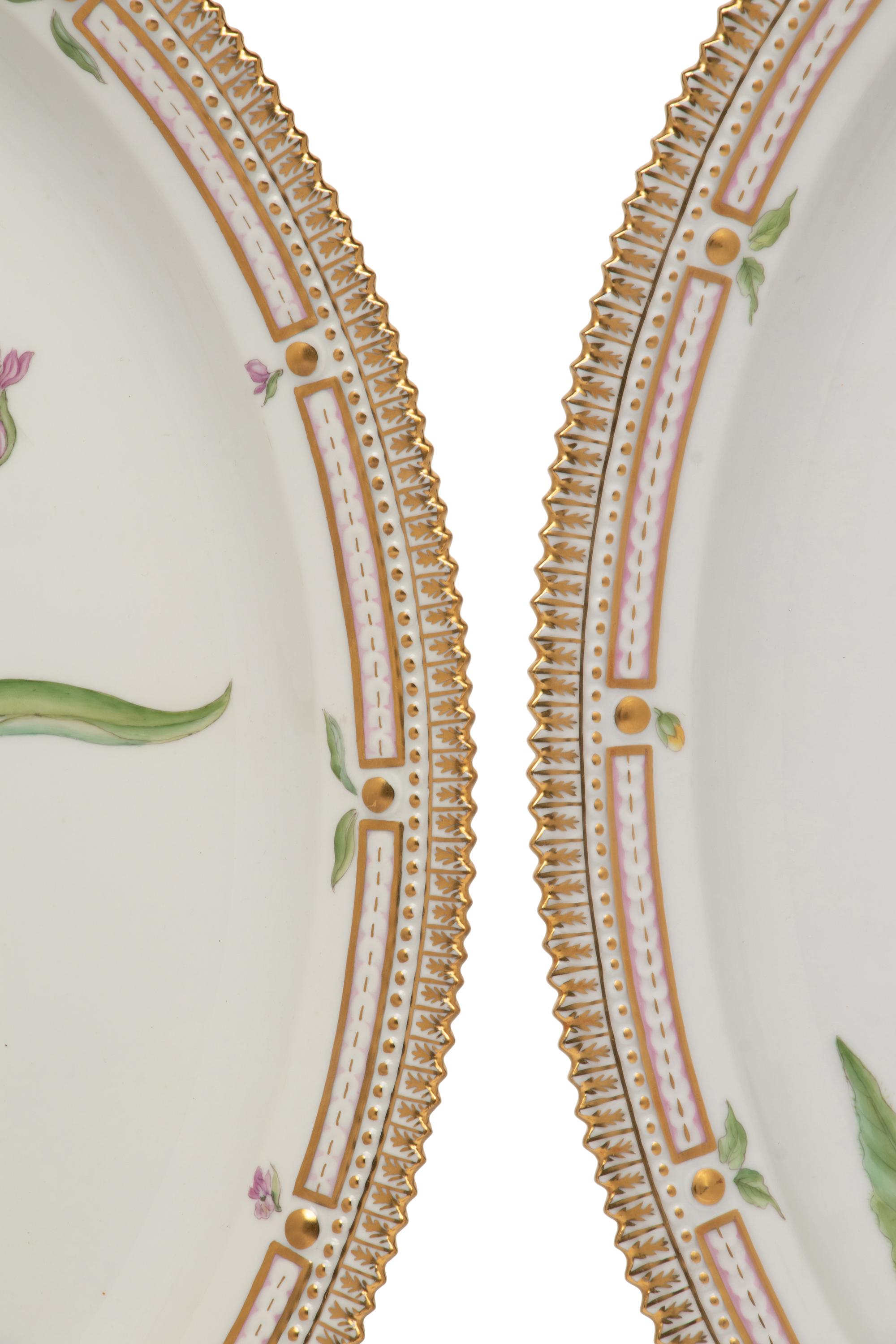 Two Royal Copenhagen Flora Danica Porcelain Serving Platters