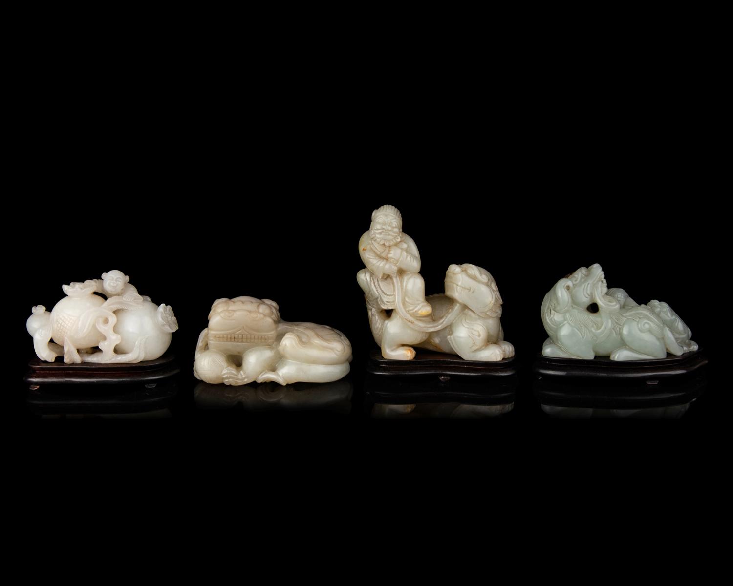 Four Chinese Carved Jade Figures