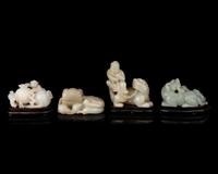 Four Chinese Carved Jade Figures