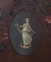 A Victorian Painted Canvas Three-Panel Floor Screen