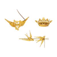 ANTIQUE, COLLECTION OF YELLOW GOLD AND SEED PEARL BROOCHES