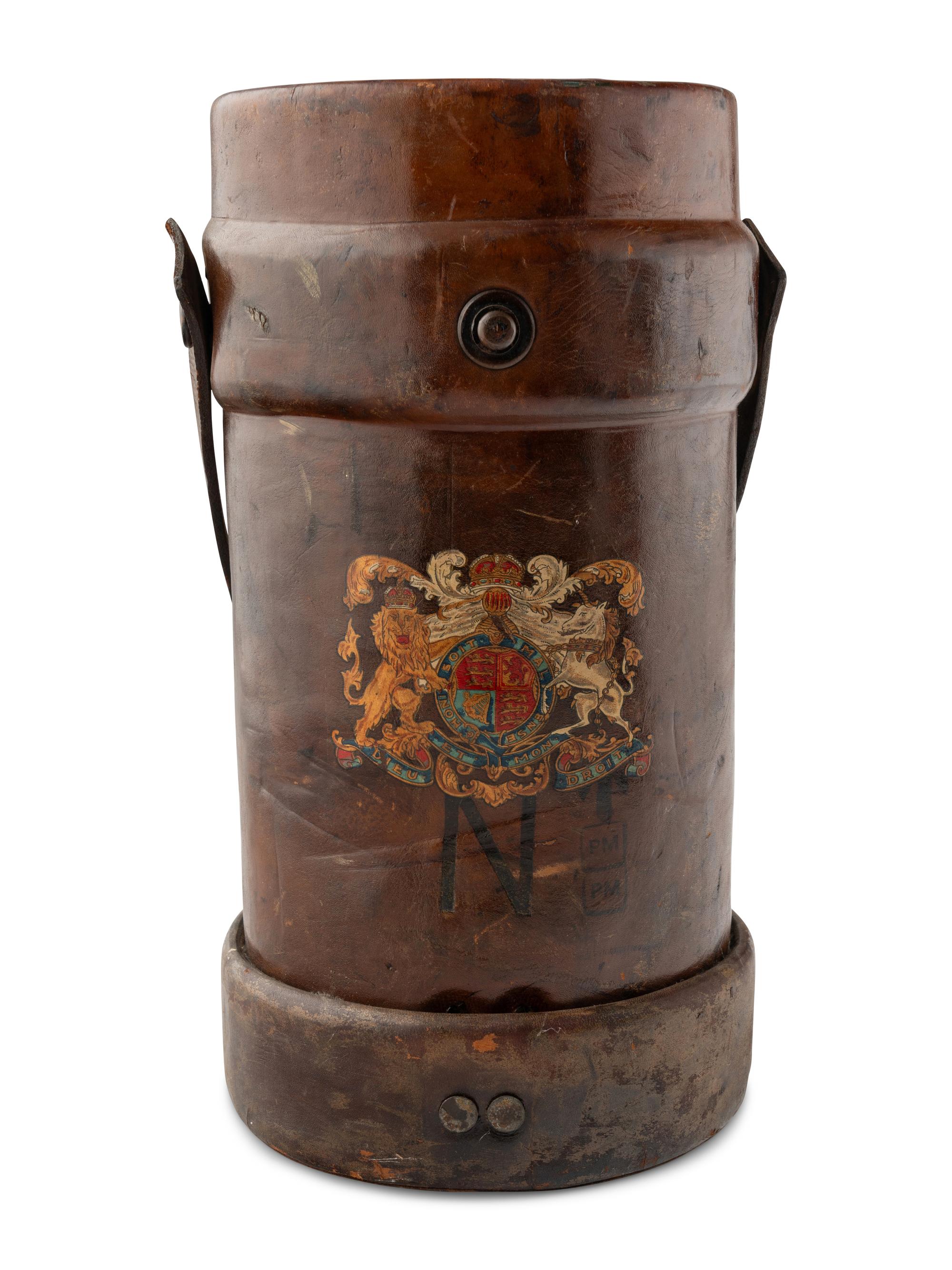 Two English Leather Artillery Buckets