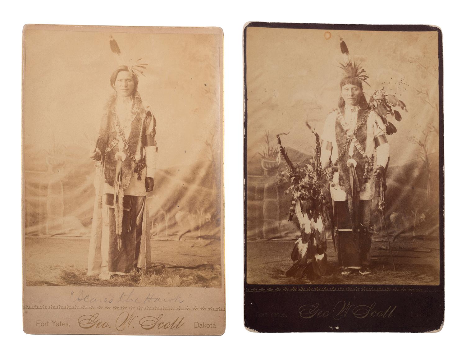 [NATIVE AMERICANS]. SCOTT, George W. (1854-1910). A group of 2 cabinet cards of Sioux indians.