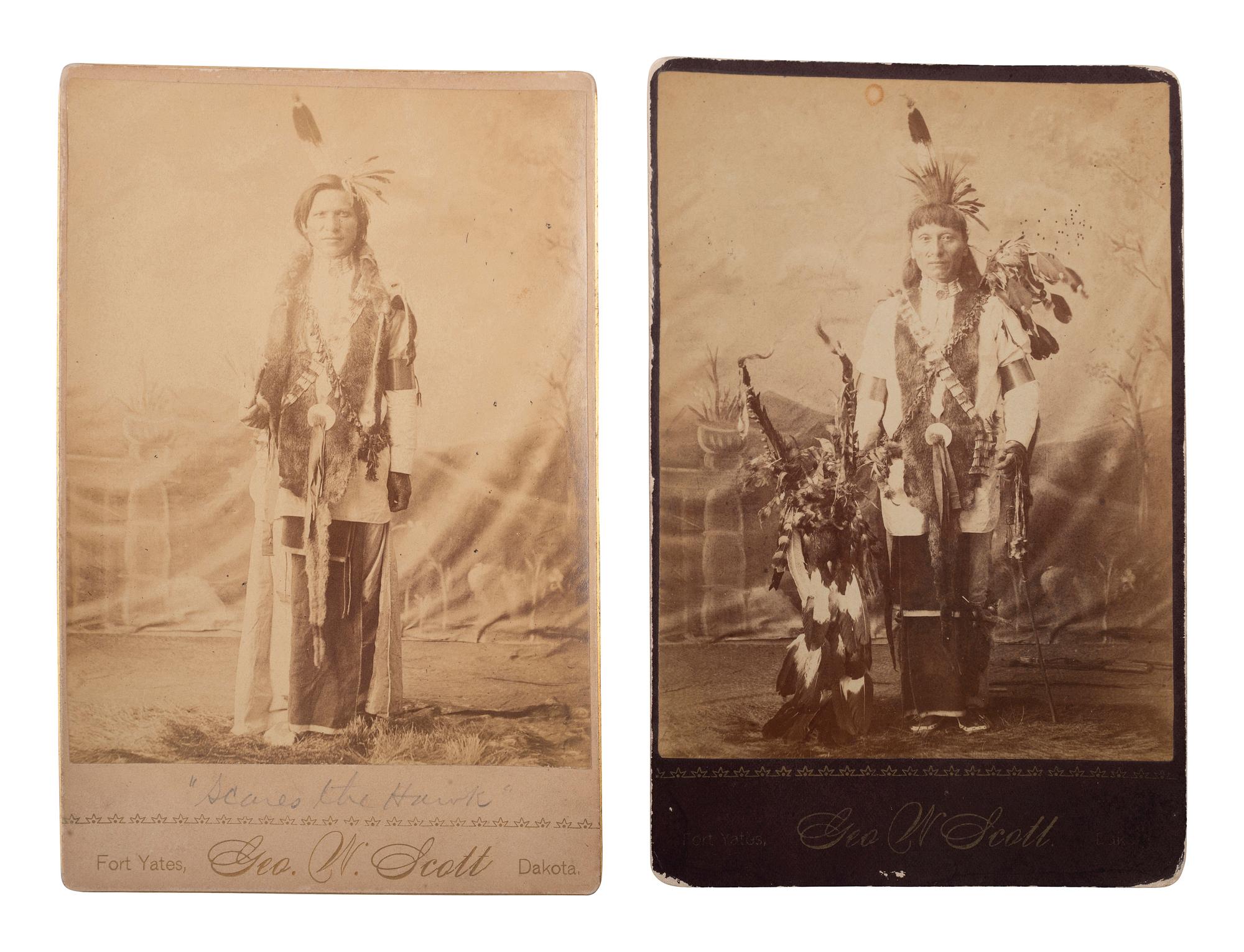 [NATIVE AMERICANS]. SCOTT, George W. (1854-1910). A group of 2 cabinet cards of Sioux indians.