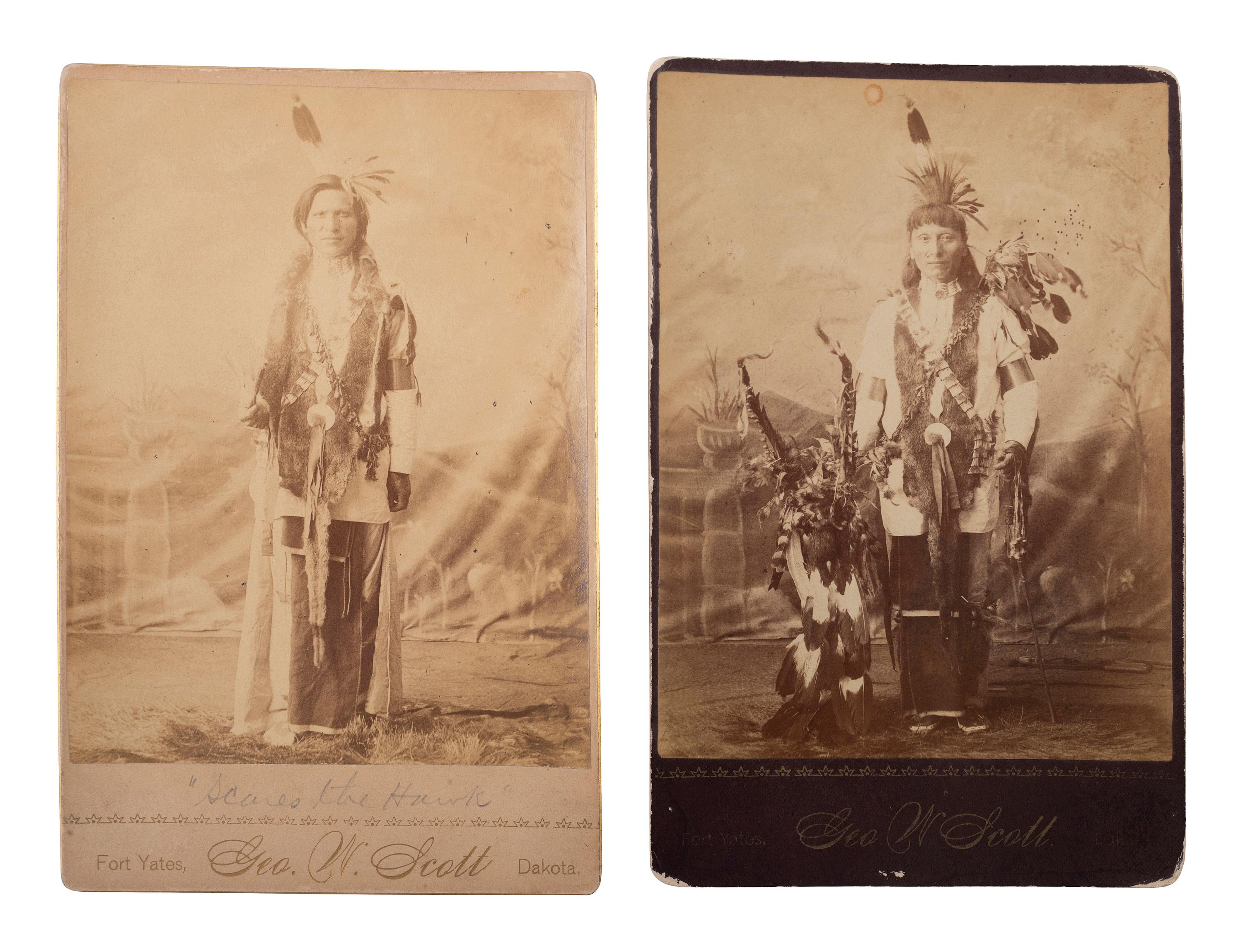 [NATIVE AMERICANS]. SCOTT, George W. (1854-1910). A group of 2 cabinet cards of Sioux indians.