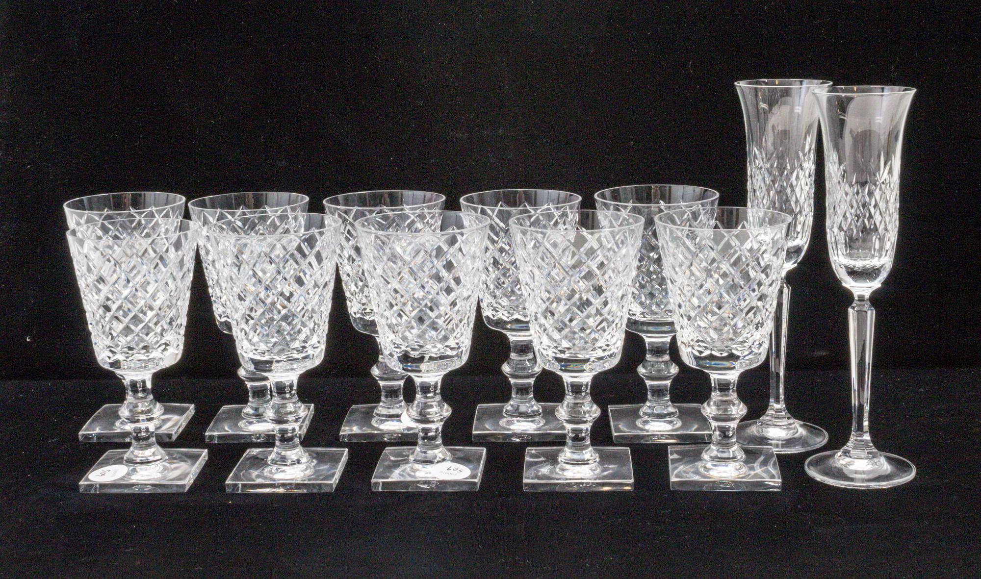 A Set of Ten Cut Glass Stems Height of set 6 1/2 inches. — 20TH CENTURY