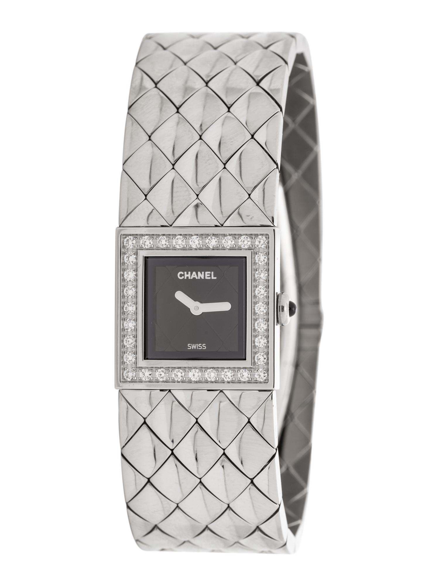 CHANEL, STAINLESS STEEL AND DIAMOND 'MATELASSÉ' WATCH