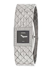 CHANEL, STAINLESS STEEL AND DIAMOND 'MATELASSÉ' WATCH