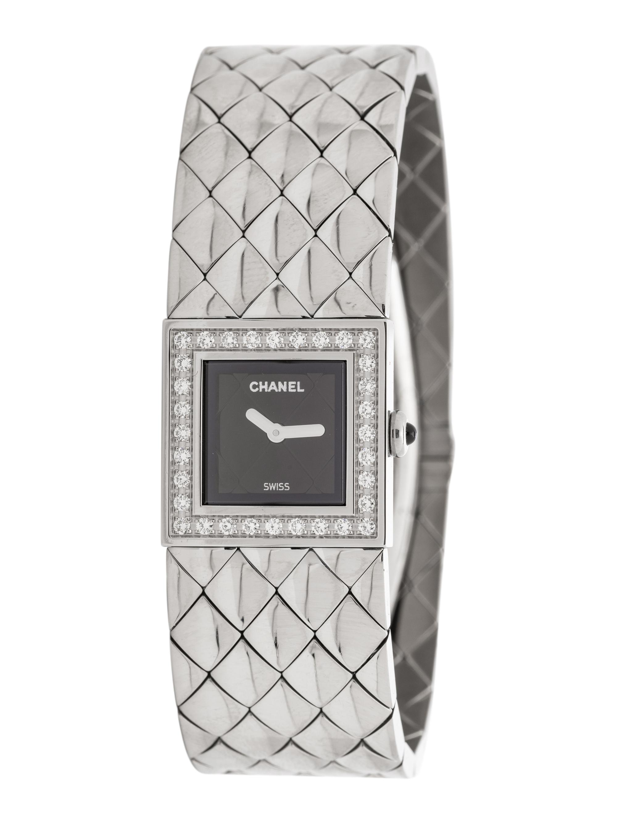 CHANEL, STAINLESS STEEL AND DIAMOND 'MATELASSÉ' WATCH