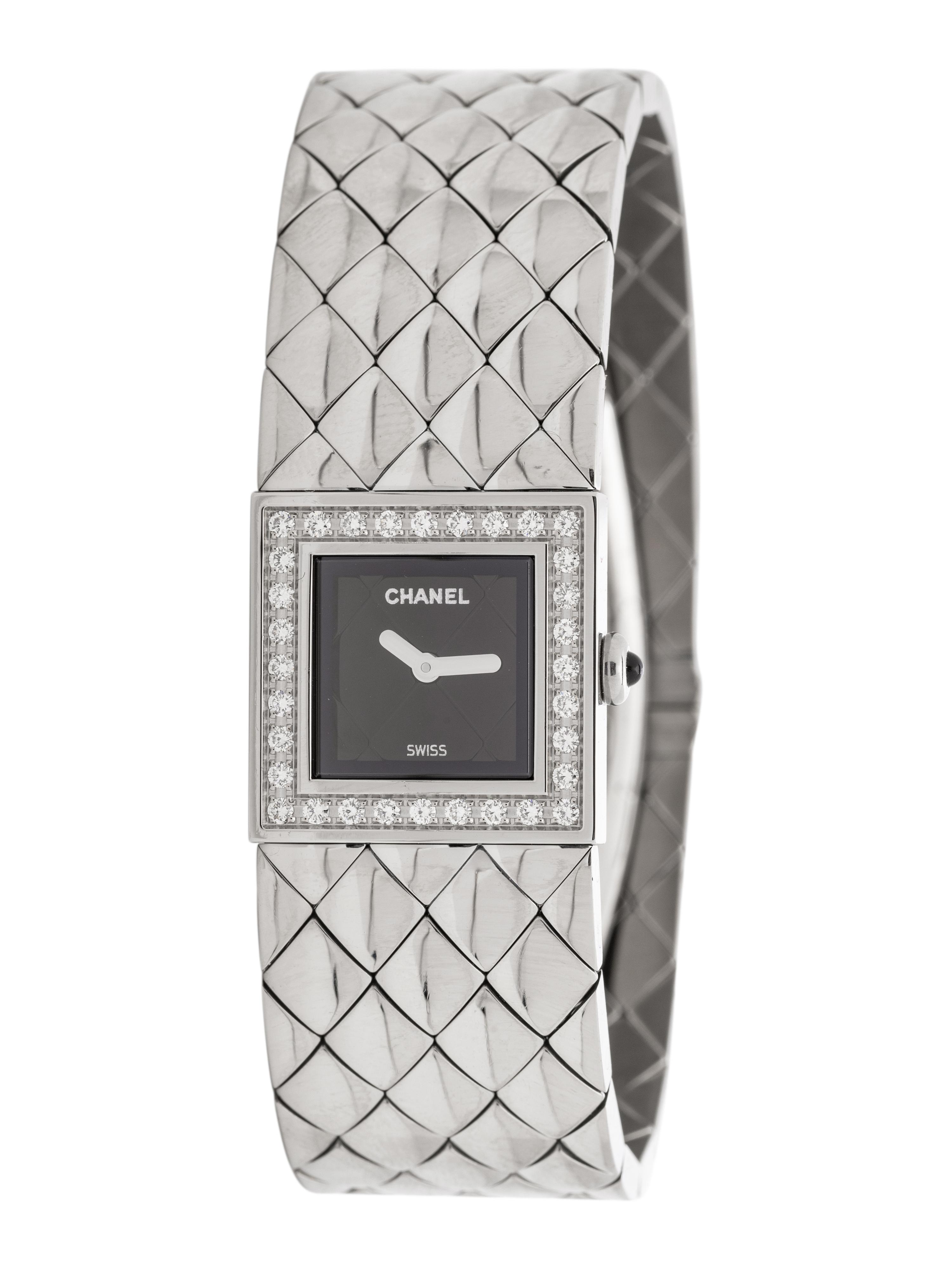 CHANEL, STAINLESS STEEL AND DIAMOND 'MATELASSÉ' WATCH