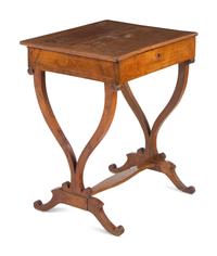 A Continental Satinwood-Inlaid Figured Walnut Side Table