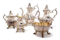 An American Silverplate Tea and Coffee Service, Reed and Barton, Height of tallest 12 inches.