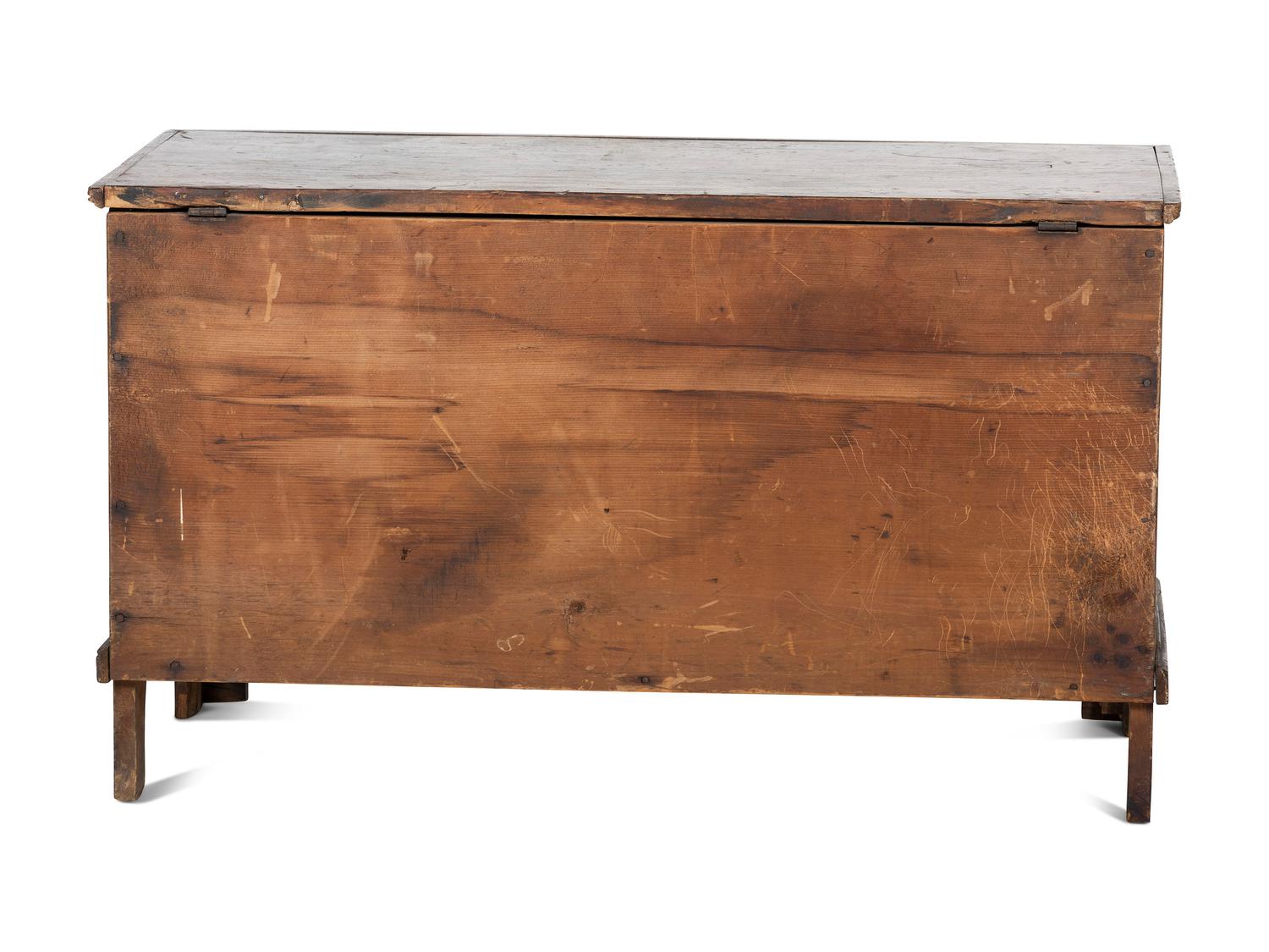 A Country Grain Paint and Compass Decorated Pine Blanket Chest