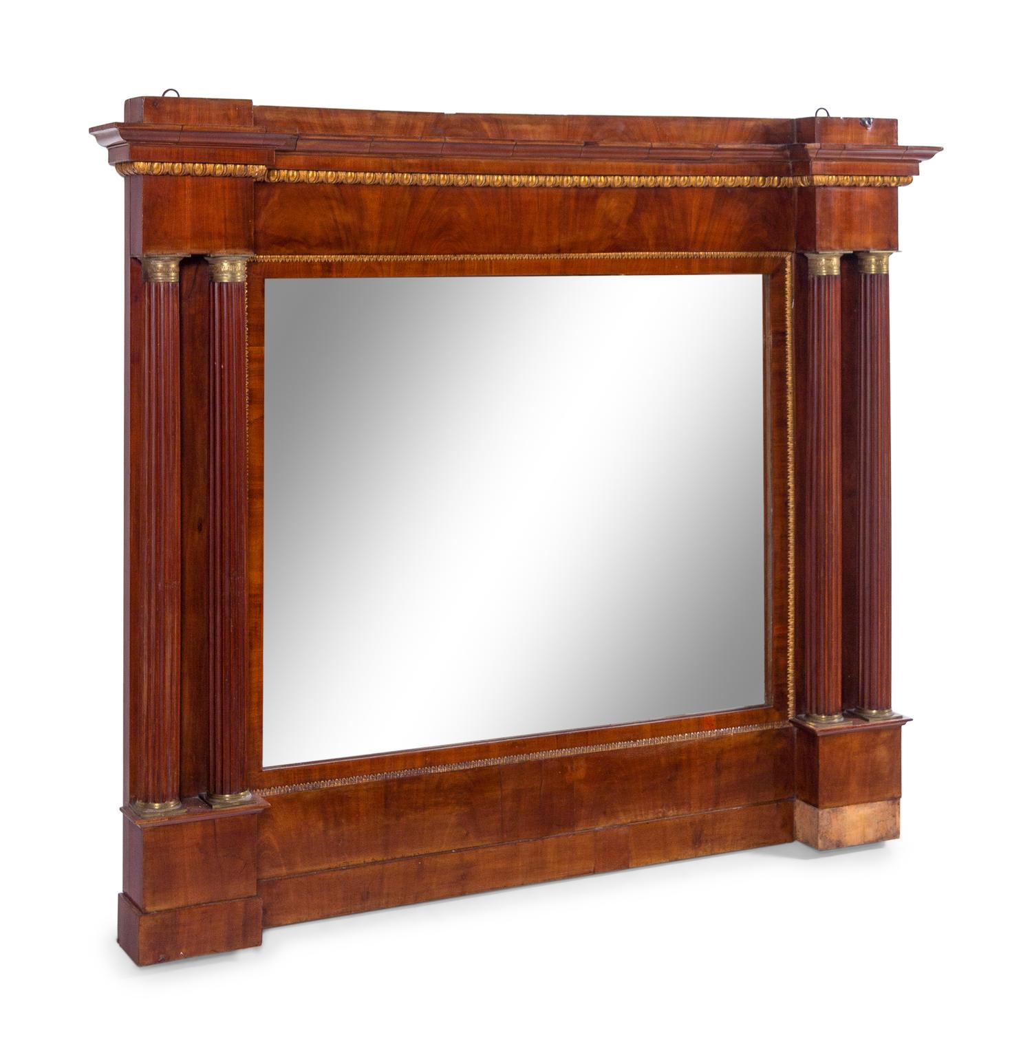 An Italian Gilt Bronze Mounted and Parcel Gilt Mahogany Overmantel Mirror