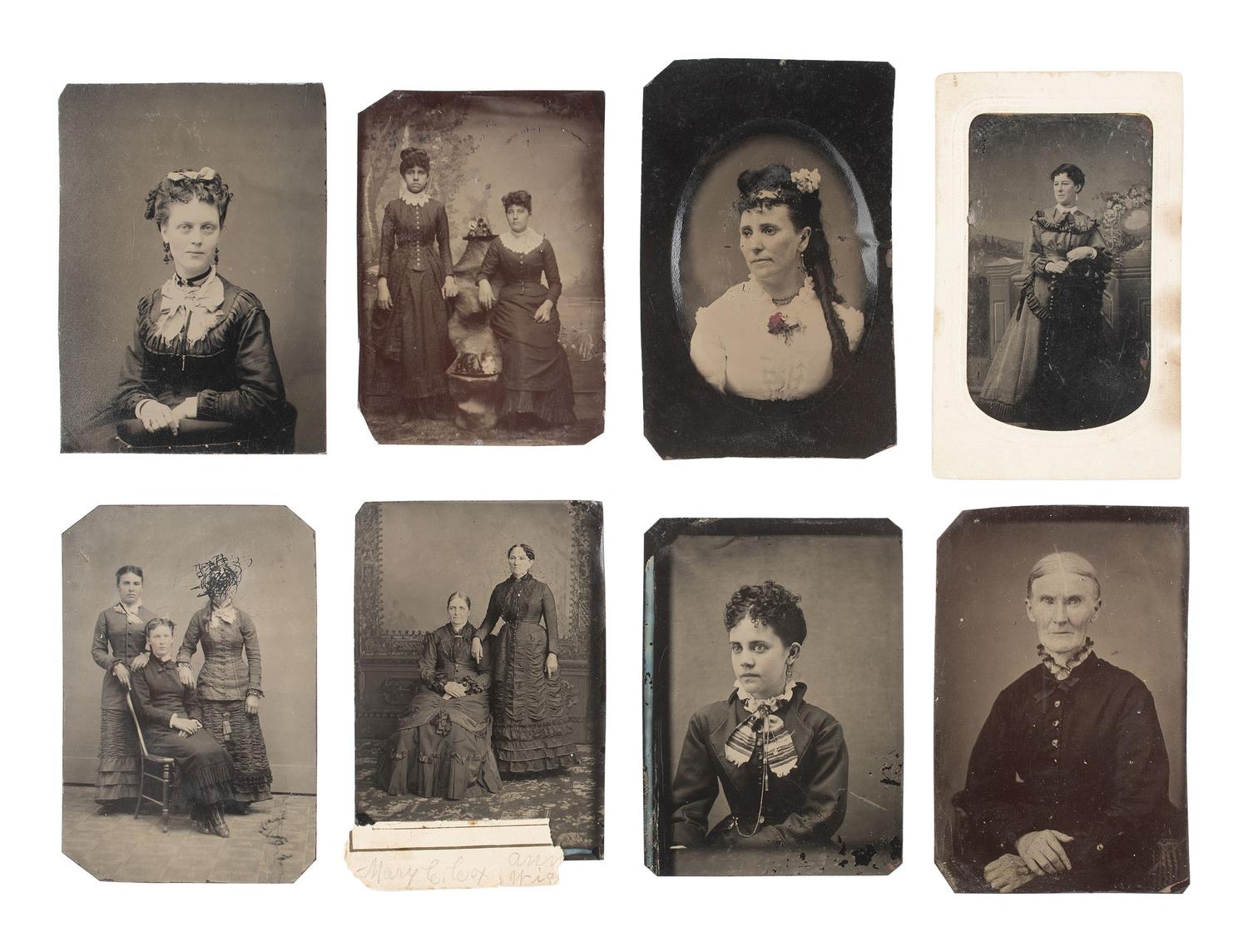 [EARLY PHOTOGRAPHY]. 37 tintypes of women of varying ages, incl. studious and religious subjects.