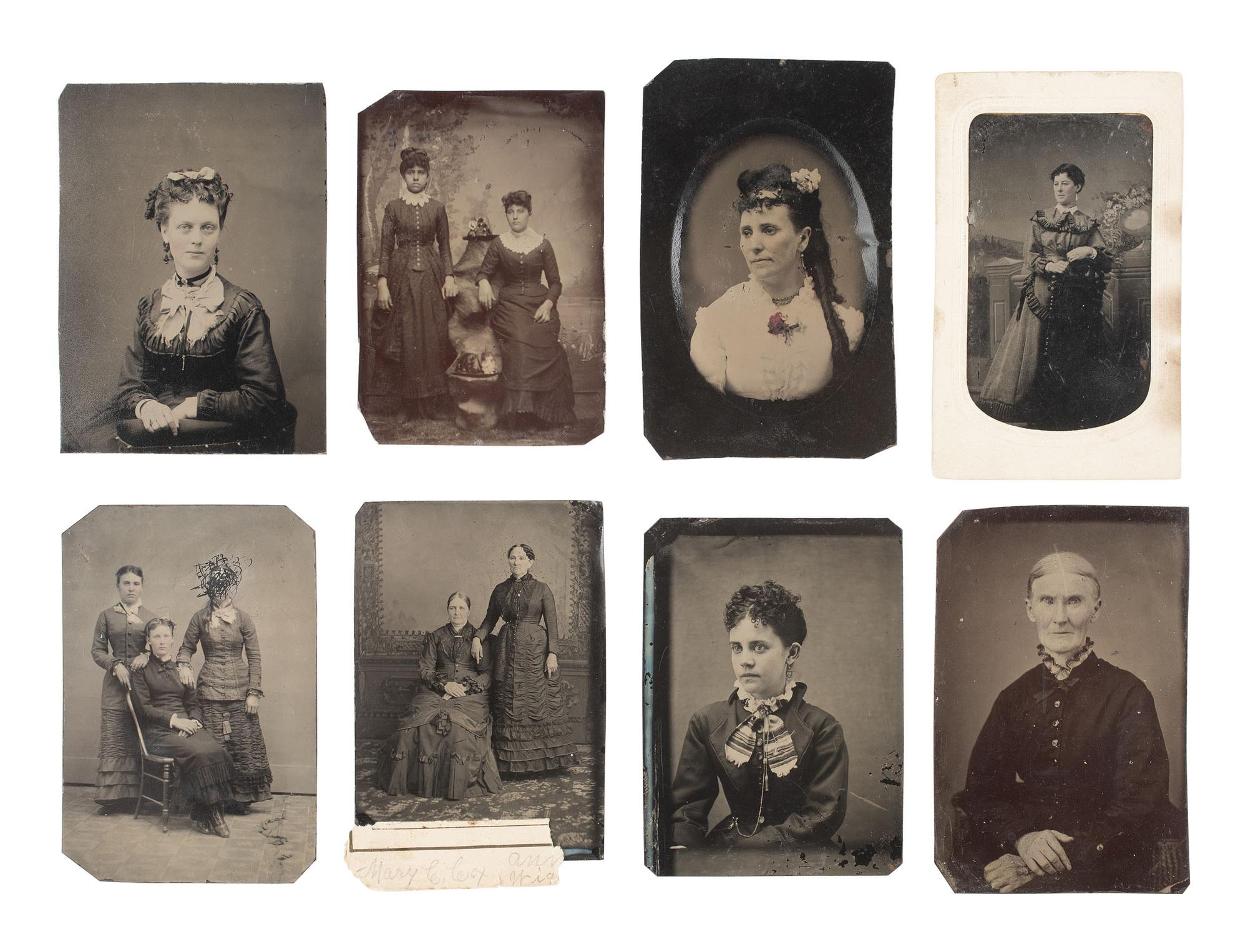 [EARLY PHOTOGRAPHY]. 37 tintypes of women of varying ages, incl. studious and religious subjects.