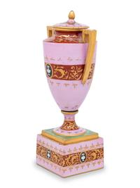 A Vienna Porcelain Urn, Cover and Stand