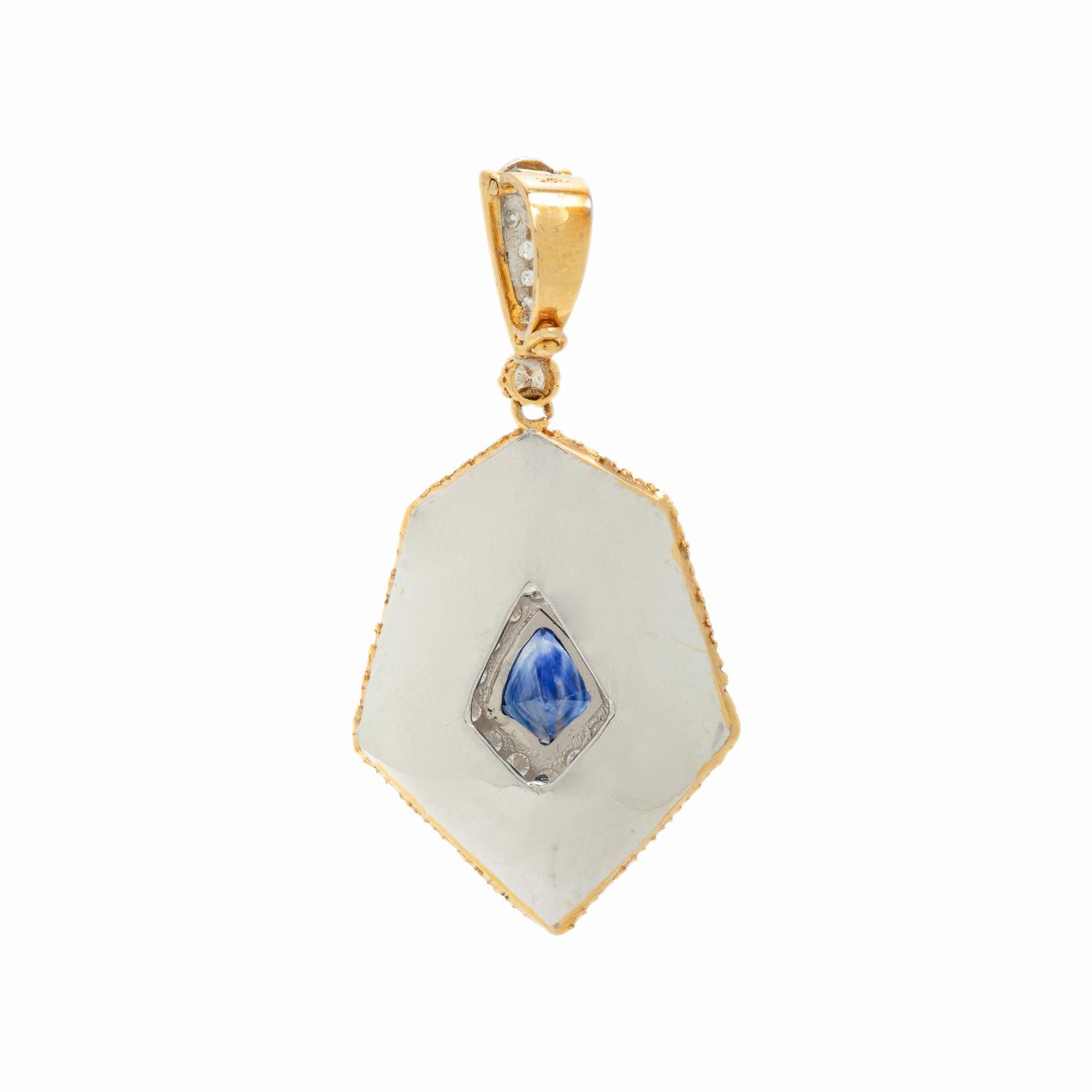 Bicolor Gold, Sapphire, and Diamond Pendant