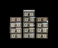 A Group of Thirteen Series 1923 $1 Silver Certificates