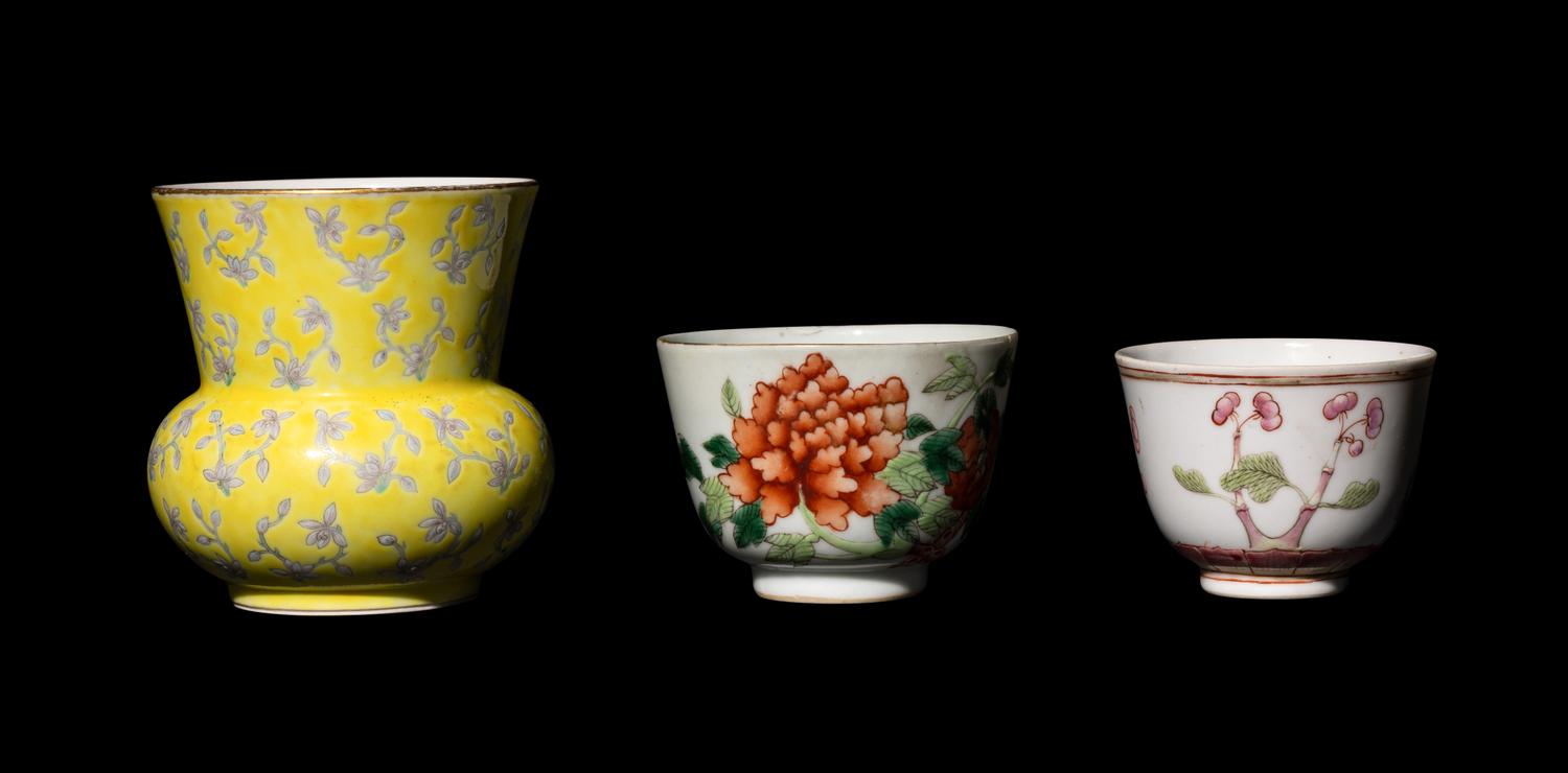 Three Chinese Famille Rose Porcelain Wares