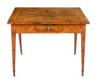 A Continental Figured Walnut and Marquetry Side Table