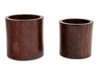 Two Chinese Hardwood Brushpots, Bitong